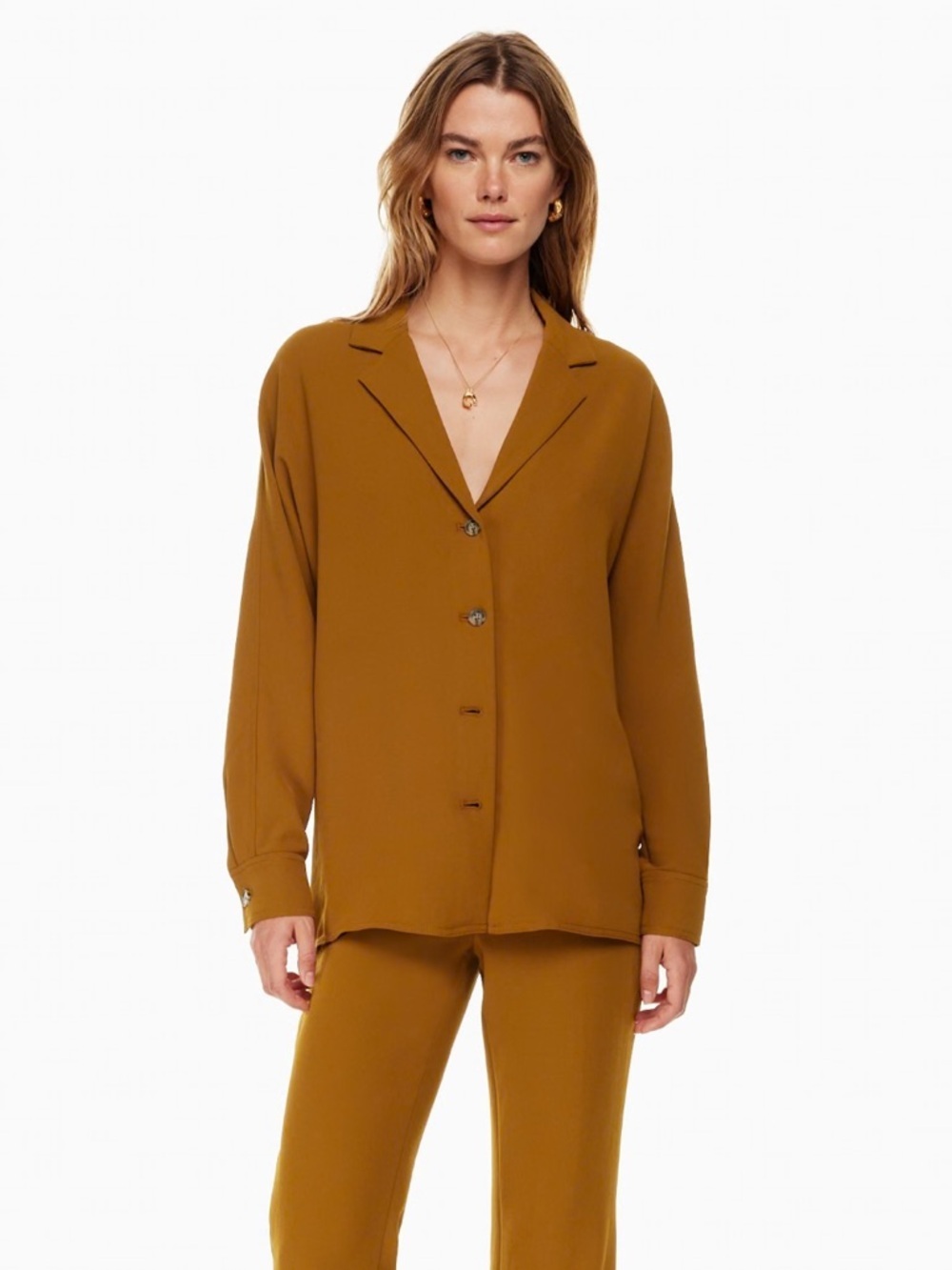 Wilfred NWT Freeform Shirt Crepette Button-Up Long Sleeve Drape Top Aritzia